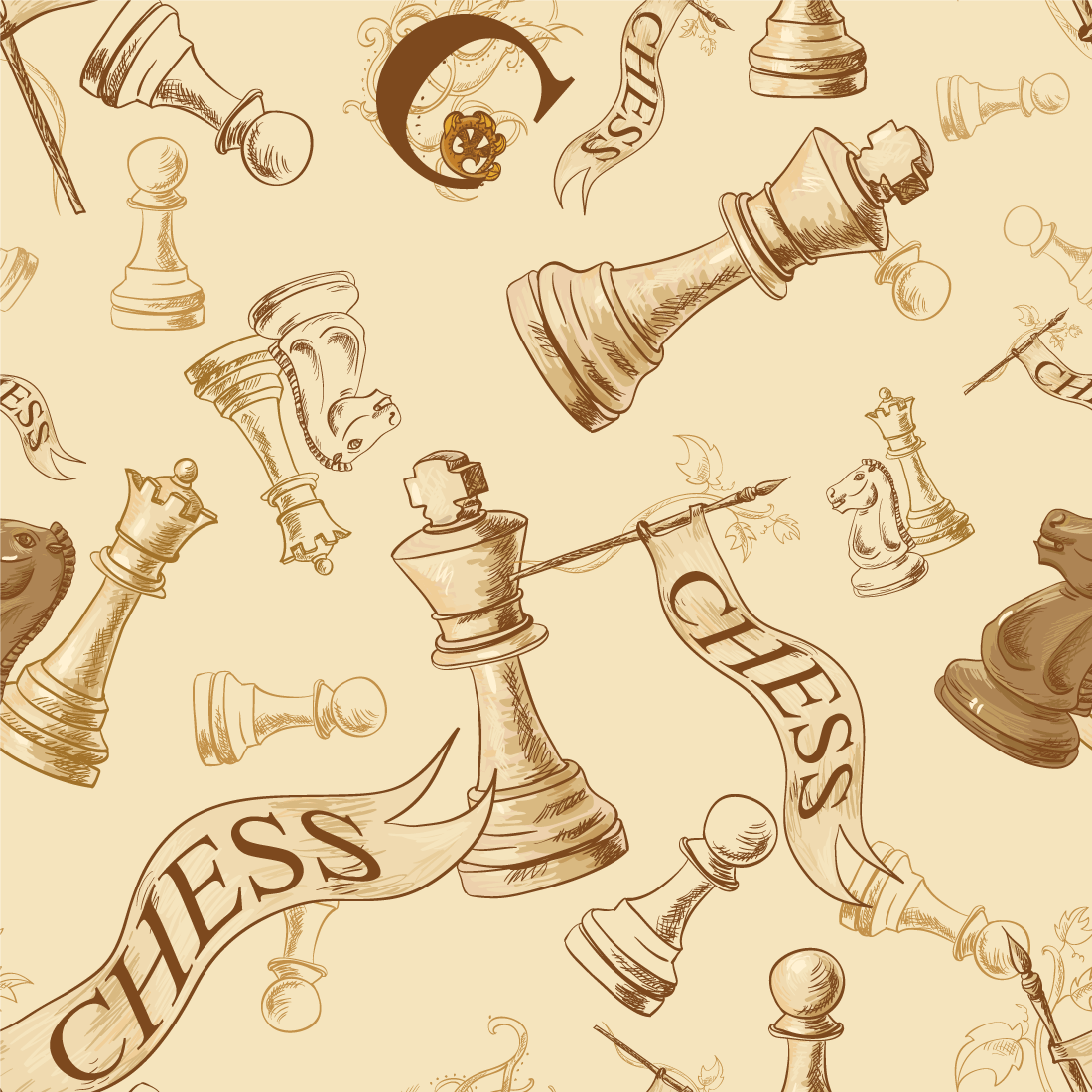 Jogo de xadrez impressão padrão sem costura papel de parede