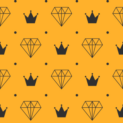 Papel de Parede Diamante e Coroa (Amarelo e Preto)