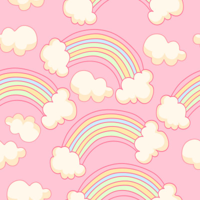 Papel de Parede Infantil Nuvens e Arco-íris (Rosa)